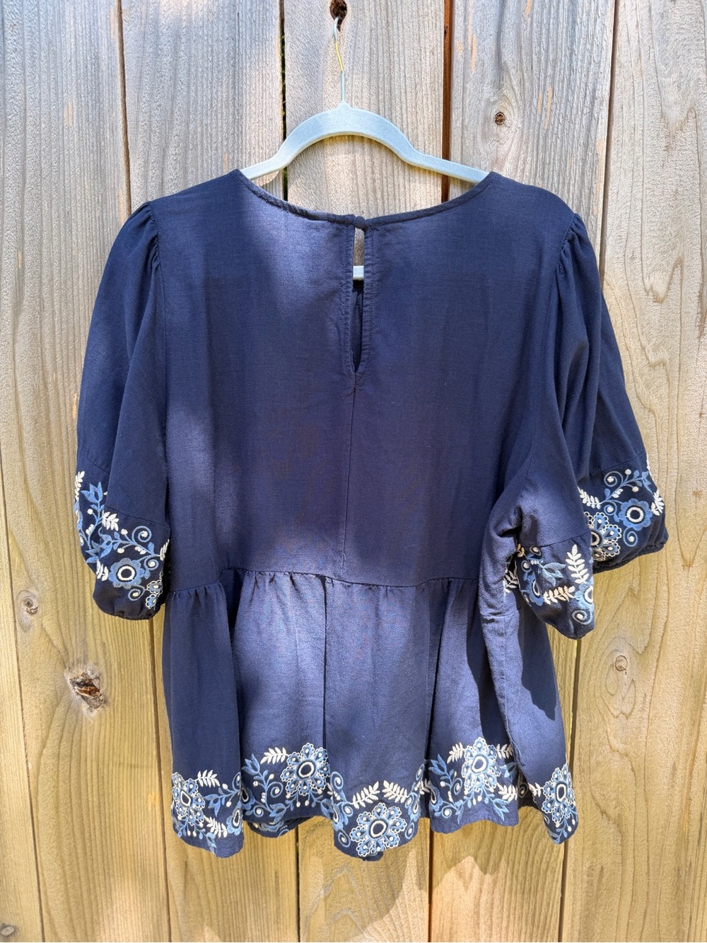 NWOT TORRID BELLE ISLE Navy Embroidered Peasant Blouse - Picture 4 of 7